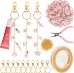 Lip Gloss Keychain Making Kit 212 Pieces - 100 Enamel Charms, 20.67 ft Gold Chains, 10 Keychain Clips and Jewelry Pliers for DIY Crafts Women Purse (Starry Sky) - Image 7