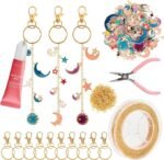 Lip Gloss Keychain Making Kit 212 Pieces - 100 Enamel Charms, 20.67 ft Gold Chains, 10 Keychain Clips and Jewelry Pliers for DIY Crafts Women Purse (Starry Sky) - Image 25