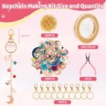 Lip Gloss Keychain Making Kit 212 Pieces - 100 Enamel Charms, 20.67 ft Gold Chains, 10 Keychain Clips and Jewelry Pliers for DIY Crafts Women Purse (Starry Sky) - Image 2