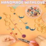 Lip Gloss Keychain Making Kit 212 Pieces - 100 Enamel Charms, 20.67 ft Gold Chains, 10 Keychain Clips and Jewelry Pliers for DIY Crafts Women Purse (Starry Sky) - Image 4