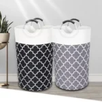 Freestanding Collapsible Polyester Clothes Hamper Portable Laundry Basket Aluminum Handle Clothing Storage Bag Home Storage - Image 4