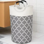 Freestanding Collapsible Polyester Clothes Hamper Portable Laundry Basket Aluminum Handle Clothing Storage Bag Home Storage