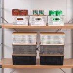 Organizing Shelves Drawers Plastic Storage Containers Stackable Storage Basket With Bamboo Lid - Image 6