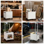 Portable Wholesale Eight Wheel Foldable Supermarket Trolley Multipurpose Folding Plastic Grocery Shopping Cart - Image 6