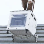 Portable Wholesale Eight Wheel Foldable Supermarket Trolley Multipurpose Folding Plastic Grocery Shopping Cart - Image 2