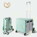 Portable Wholesale Eight Wheel Foldable Supermarket Trolley Multipurpose Folding Plastic Grocery Shopping Cart